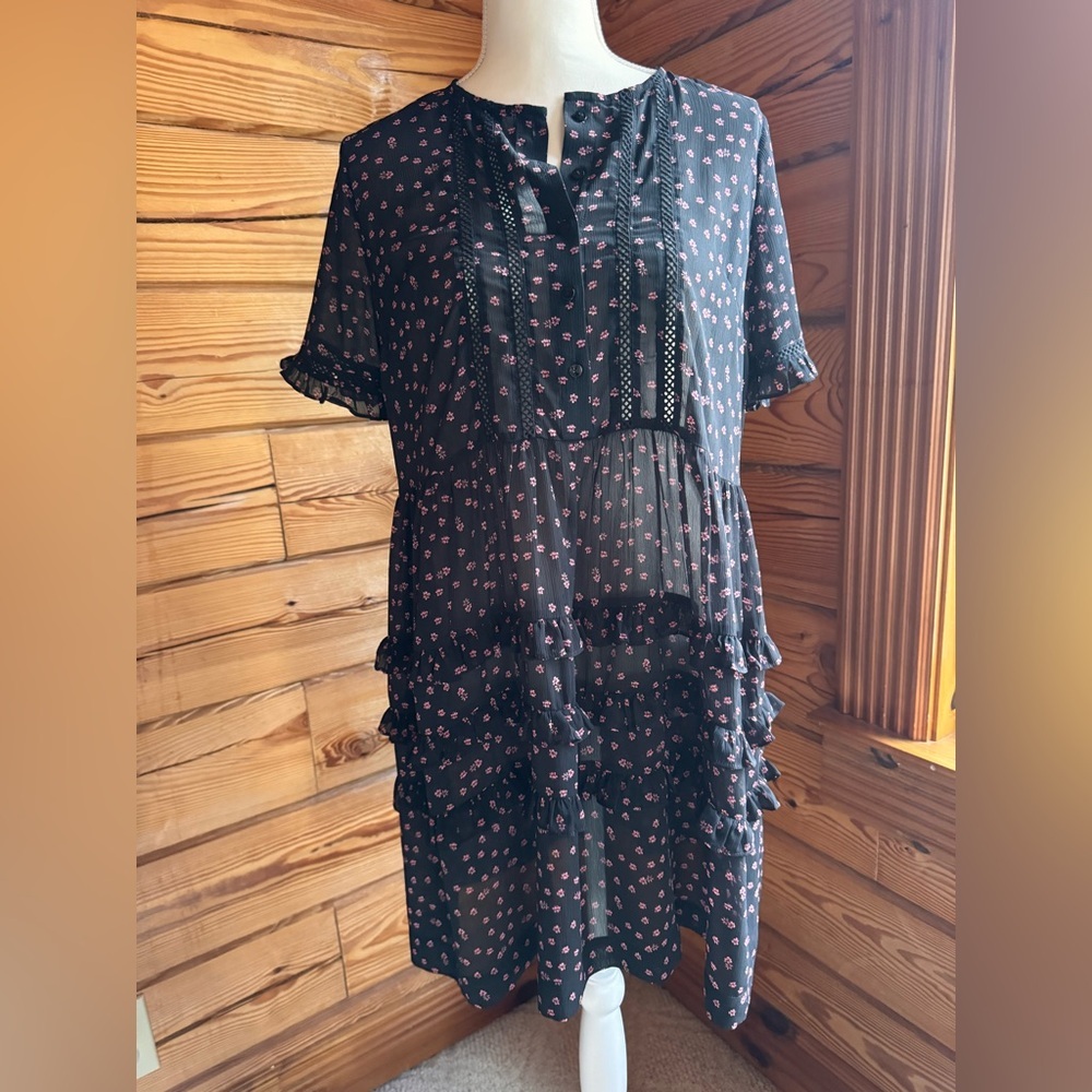 Topshop tiered floral ruffle boxy dress size 4